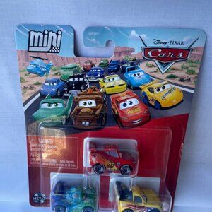 Disney Pixar Mini Metal Cars Yellow, Red, Green Diecast Toy Set (3 cars)